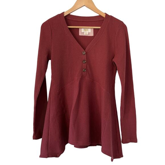 Maeve by Anthropologie Eliza Henley Babydoll Tunic Women's Small Waffle Knit - Picture 1 of 4